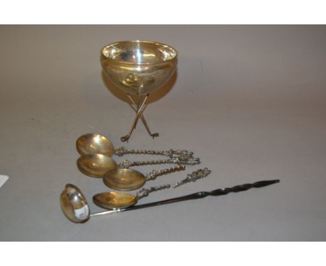 Birmingham silver golf trophy, pair of Continental silver serving spoons and two similar spoons (at fault) together with an a