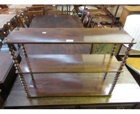 19th Century mahogany three tier wall bracket with bobbin turned uprights 