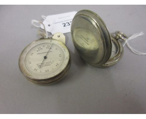 Callaghan and Co. nickel plated pocket barometer together with a Dennison World War I issue compass 