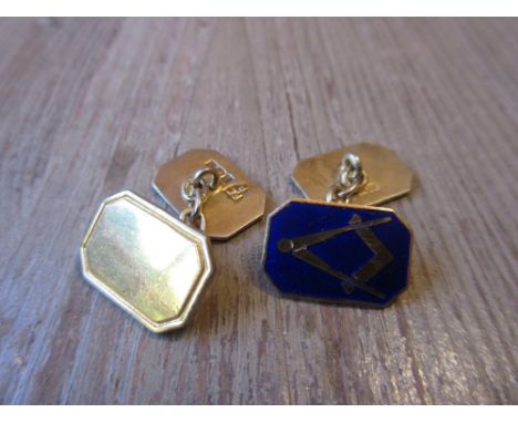 Pair of silver gilt enamel decorated Masonic cufflinks 