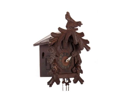 BLACK FOREST CUCKOO WALL CLOCK, LATE 19TH / EARLY 20TH CENTURY of architectual form, with chain driven movement striking on a