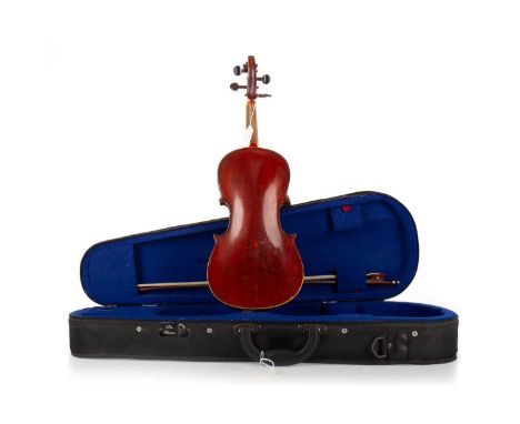 HALF-SIZE GERMAN VIOLIN, CIRCA EARLY 20TH CENTURY Stradivarius copy with spurious label to interior, two-piece back, cased wi