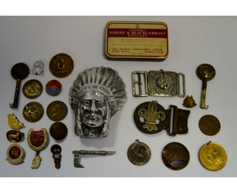 A Guy commercial vehicle radiator mascot, as Apache Chief feathers In Ore Cap, aluminium; The Villiers engineering Co V.E.C W