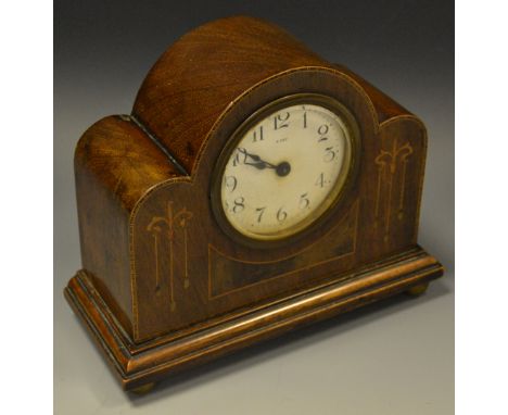 An Edwardian mahogany and marquetry mantel clock, c.1905