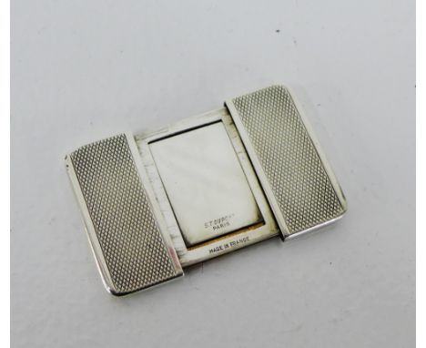 St DuPont, Paris silver engine turned miniature photo frame, 4cm wide 