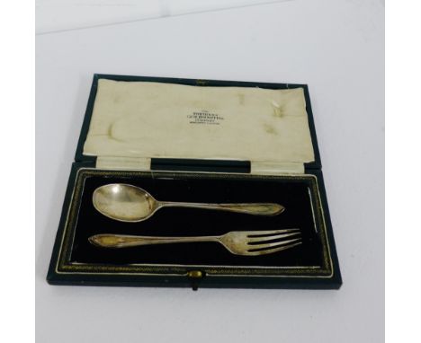 Sheffield silver fork and spoon set, in fitted case 