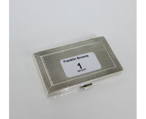 George V silver cigarette case with engine turned and Greek Key pattern, bearing makers mark for William Hutton & Sons Ltd, B