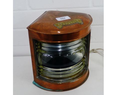 A copper cased starboard lamp / light fitting 