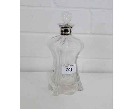 A London silver collared miniature decanter and associated stopper, 19cm high