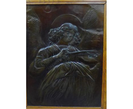 E. Hardenne 'Hierominus' after Durer Embossed copper plaque, signed, in an oak frame, 38.5 x 29cm