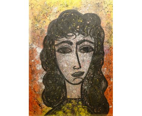 Stanley Lench (British 1934-2000): Portrait of a Girl with Black Hair, gouache signed and dated '54, 74cm x 54cmClick here to