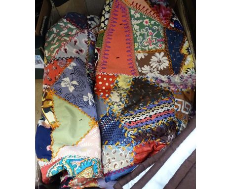 A Vintage handmade patchwork quilt, and a smaller hand quilted panel 