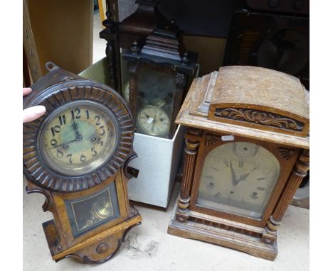 An oak-cased clock, and 3 others 