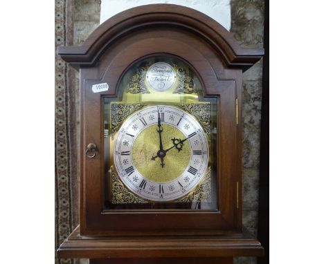 A reproduction mahogany 8-day Grandmother clock, H180cm 