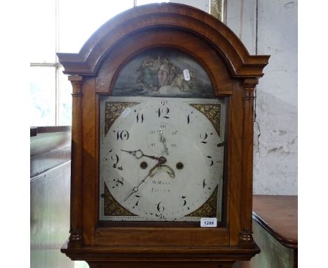 An 18th century 8-day longcase clock, having an 11" arch-top painted dial with 2 further subsidiary dials, by W Wynn Farnham,