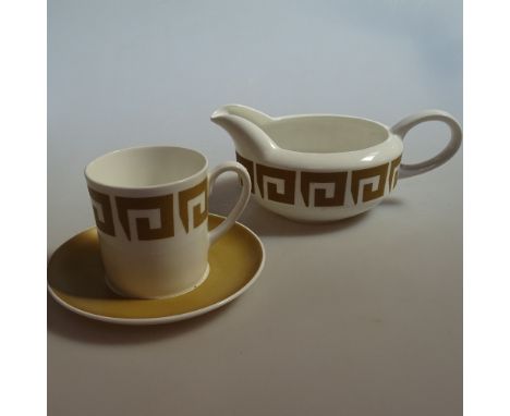 A Wedgwood/Susie Cooper Old Gold keystone pattern dinner service, and coffee cans and saucers 