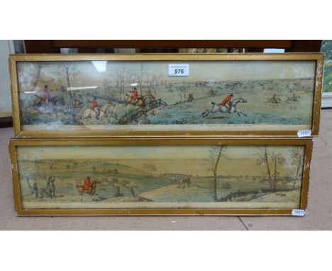 A series of 5 coloured hunting prints, 21.5" x 5", framed (5) 