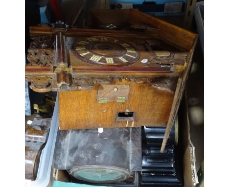 A slate mantel clock, a wall clock etc 