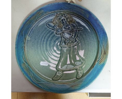 A Michael Kennedy Irish Studio pottery plate, 11", and 3 vases, Hummel figures etc 