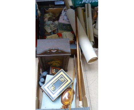 Cash tins, Ordnance Survey maps, a walking stick etc 