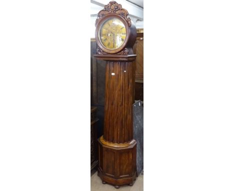 A Scottish 8-day longcase clock, having a 12" circular dial with 2 subsidiary dials, signed P Martin Glasgow, in a mahogany s