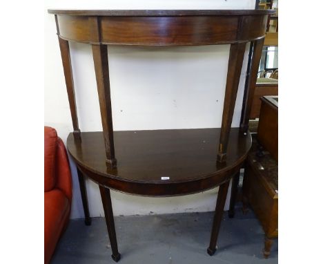 A pair of 19th century mahogany D-end console tables, W121cm, H74cm 