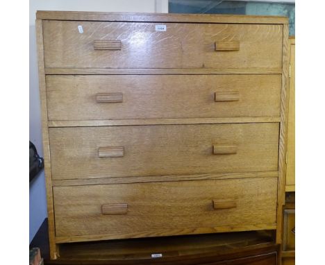 A 1920s light oak 4-drawer chest, in the manner of Heal's, W90cm, together with a similar single door pot cupboard 