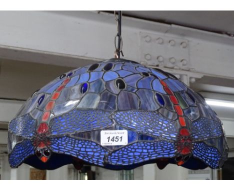 A Tiffany style leadlight dragonfly ceiling light 