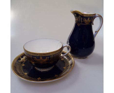 Royal Worcester gold decorated blue tea service 