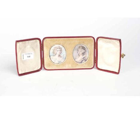 19TH CENTURY DOUBLE PORTRAIT MINIATURE SET
the two female portraits set in a fitted case, 17cm long overall 