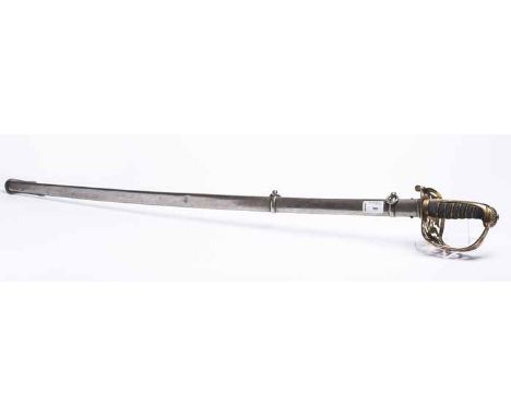 LATE 19TH CENTURY ENGINEER VOLUNTEERS OFFICER'S DRESS SWORD 
with etched blade and pierced brass hilt and bound shagreen hand