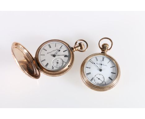Elgin Watch Co. rolled gold open-face pocketwatch, the white enamel dial with subsidiary seconds dial, etched foliate decorat