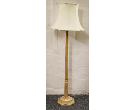 Robert Mouseman Thompson of Kilburn oak standard lamp with mouse signature to base, oak 138cm tall, with shade. 