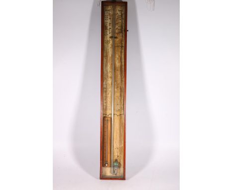 19th century Admiral Fitzroy walnut cased barometer beneath glass, 90cm high. 