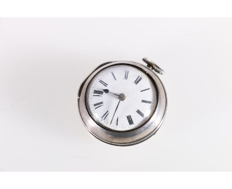 Georgian pair cased verge pocketwatch for William Howard, London, the pair case stamped for London 1787, the white enamel dia