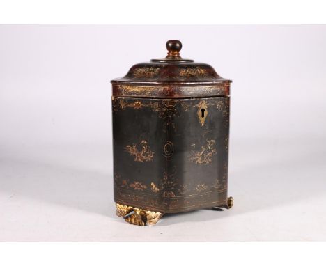 Chinese tea caddy of hexagonal form, the body decorated with flowers. 12cm high