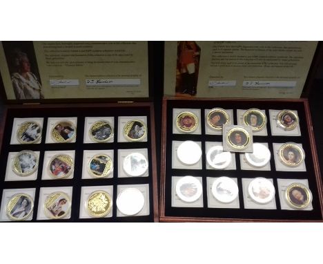 'Diamond Jubilee' Elizabeth II, a set of 12 Cu Gold plated coins with pad print, Proof quality 2012; 'Kings and Queens of the