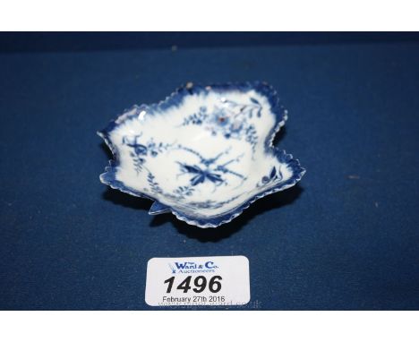 A mid 18th c. Worcester porcelain leaf shaped Pickle Dish in pickle vine pattern, crescent mark to base.