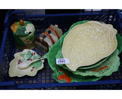 A quantity of china including Maruhonware toast rack and preserve pot with raised decoration, two Beswick salad dishes, Carlt