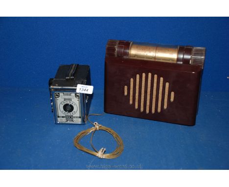 A Conway Delux Box Camera circa 1955 - 120 film size, together with a 1947 Murphy A100 Radio, serial No. 000265, tuning scale