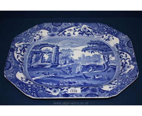 A large Copeland Spode ''Italian'' pattern blue and white rectangular Meat Plate, date mark 1912, 17'' x 13''.