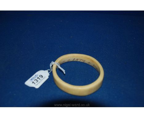 An Anglo Zulu War ''Battle of Kambola 1879'' Ivory Bangle. engraved Pte T. Allen, 13th - Light 1879