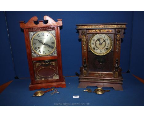 A modern thirty one day Mahogany cased Mantle Clock by Laurain, along with a Victorian Mahogany and gilt mounted Mantle Clock