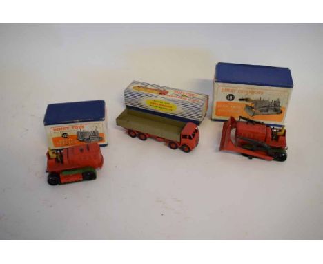 Three boxed Dinky Toys, to include a Foden Diesel 8-wheeled wagon, model no 901; a  further Blawknox bulldozer model no 561, 