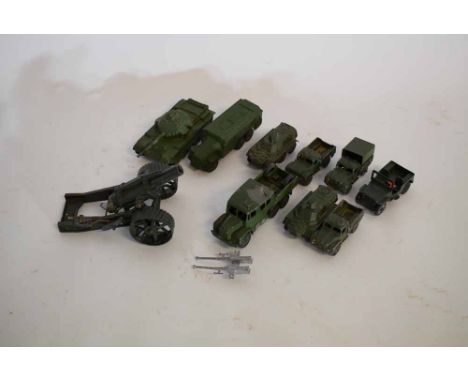 Mixed Lot: ten Dinky Toy and other military vehicles to include an armoured command  vehicle, model no 677; two armoured pers