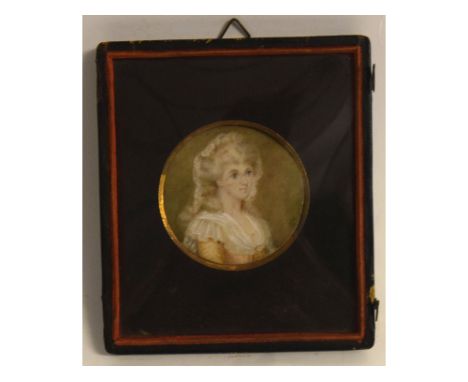19th century portrait miniature, bearing inscription verso "Lady Paget - J Smart", 7cm diam  