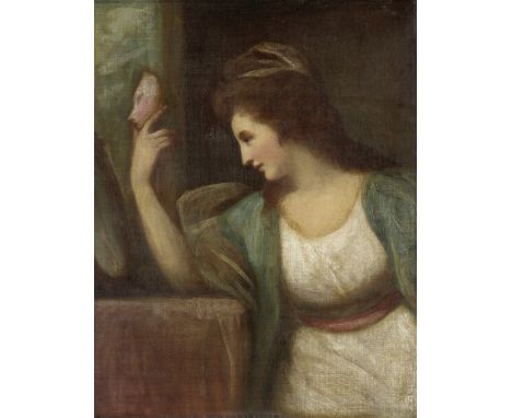 George Romney (Beckside 1734-1802 Kendal)Portrait of a lady as Comedyoil on canvas 89.1 x 70.3cm (35 1/16 x 27 11/16in).Footn