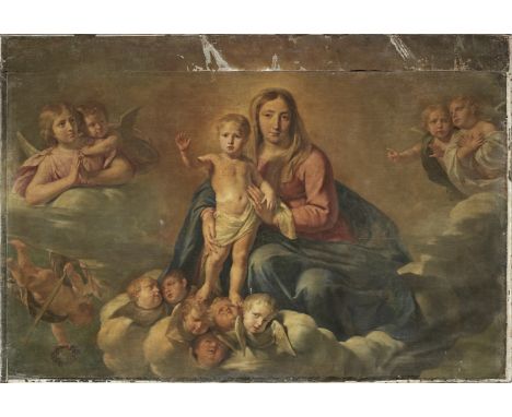 Jean-Baptiste de Champaigne (Brussels 1631-1681 Paris)The Madonna and Child with angels oil on canvas132 x 190cm (51 15/16 x 