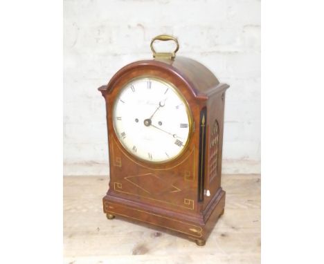 A 19th century Regency period double fusee mahogany bracket clock striking on single bell, the painted dial signed 'Geo Hodgk