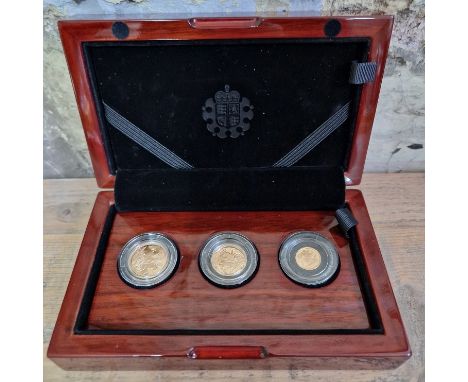 The Royal Mint, The Sovereign 2018 Three-Coin Gold Proof Set, 3 22ct gold coins comprising of a sovereign, half sovereign, qu